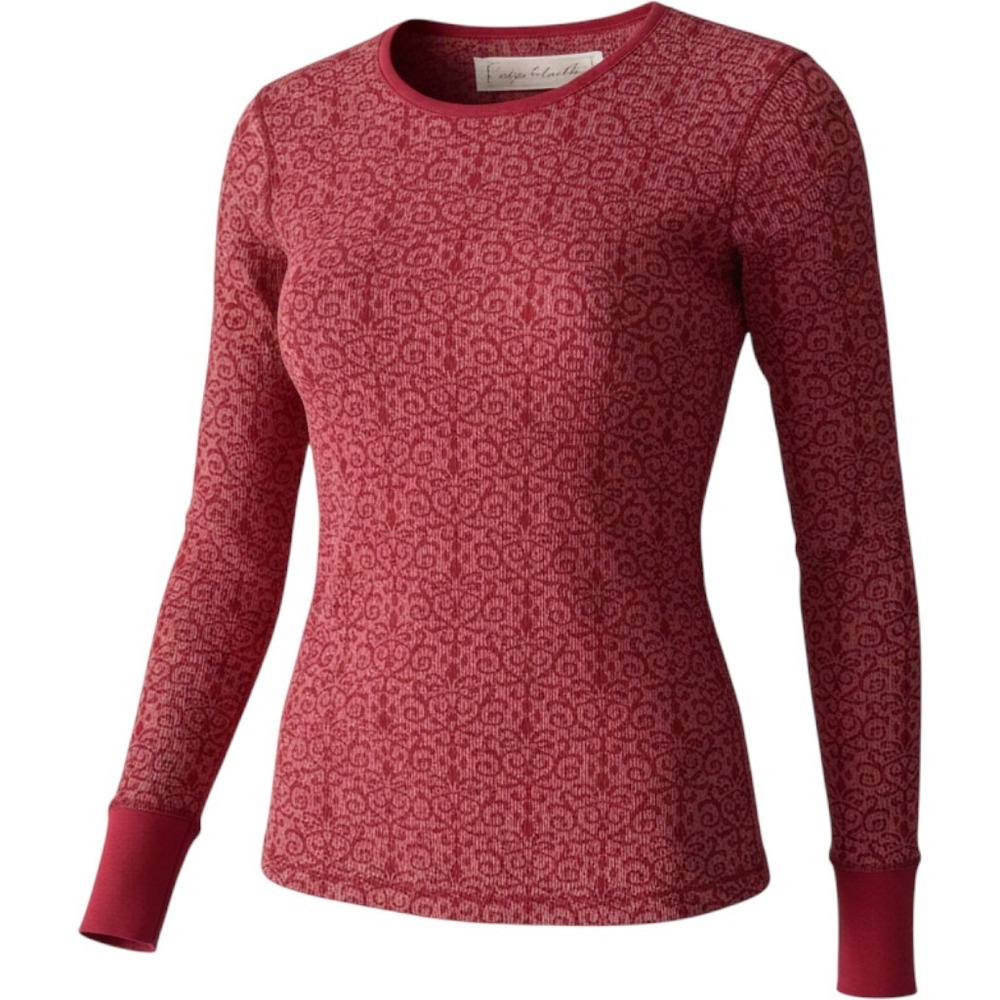 Aventura Womens Red Damask Waffle Knit Thermal Long Sleeve Top Medium